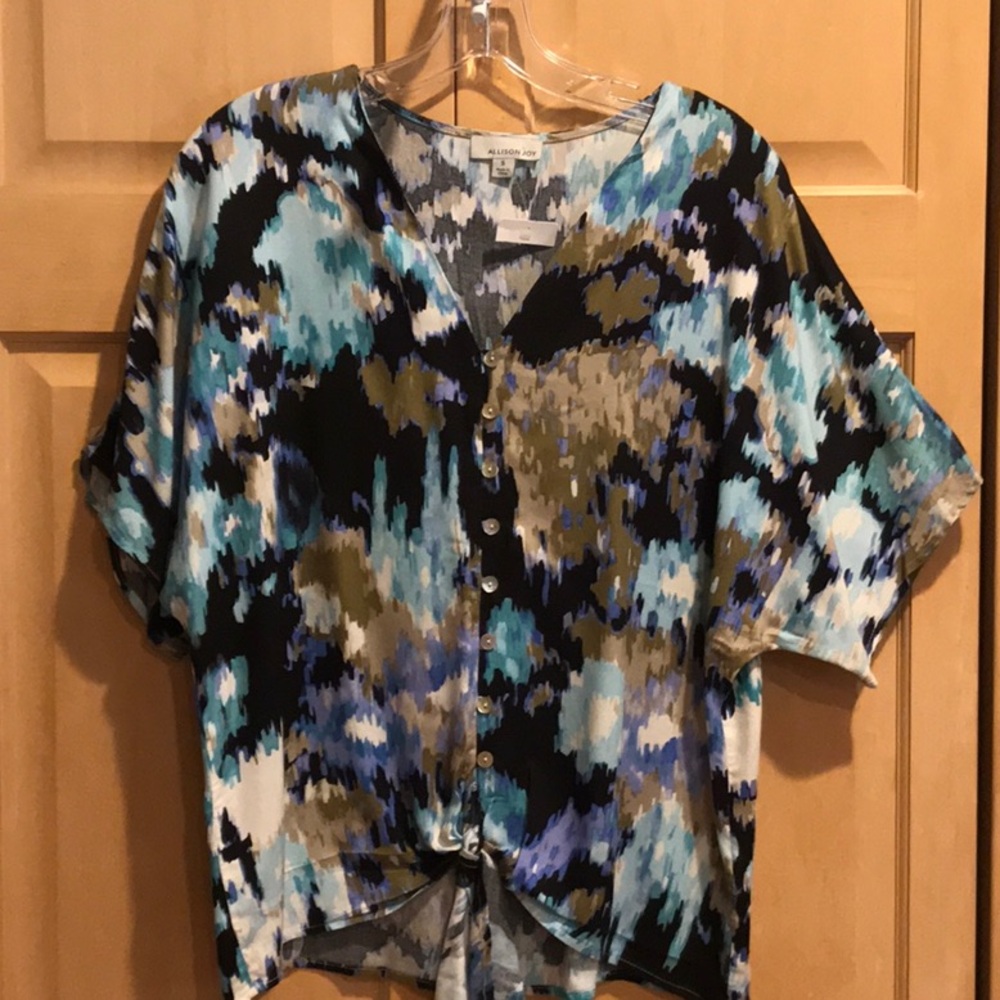 NWOT Allison Joy Short Sleeve Colorful Blouse